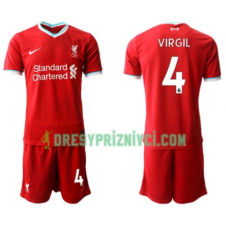 Fotbalový Komplet Liverpool Virgil van Dijk 4 Dětské Domácí 2020-2021 Krátký Rukáv (+ trenýrky)